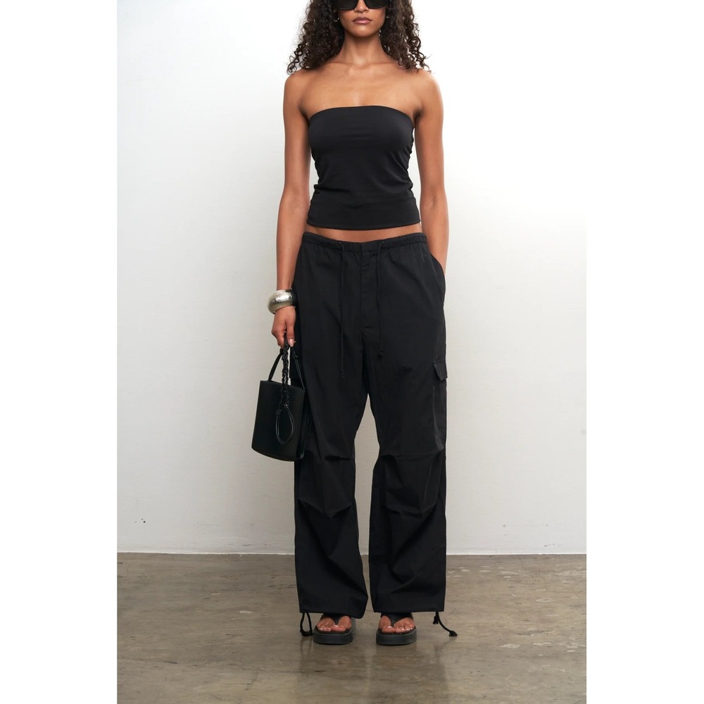 Local European Parachute Pant Black Cargo Adjustable Oversized S/M